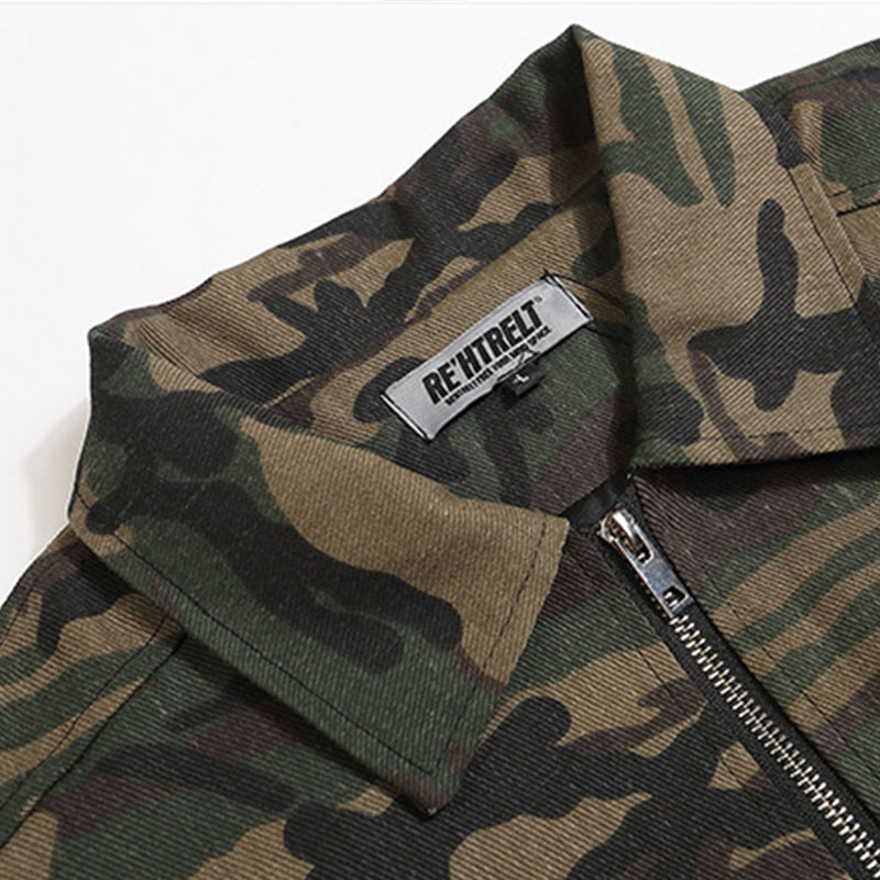 Hip-hop Shoulder Pad Camouflage Washed Jacket