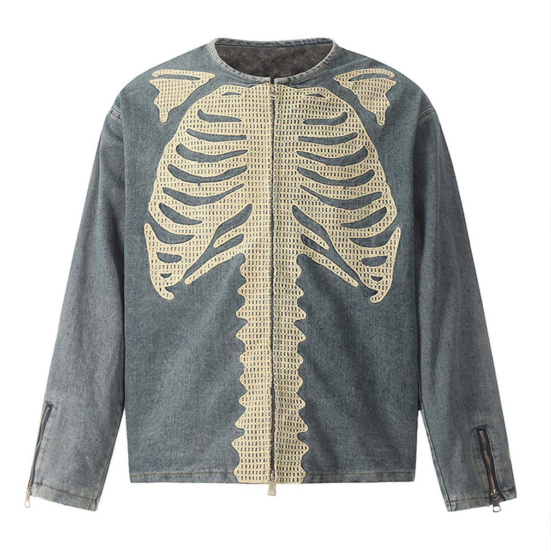 Heavy Bone Embroidered Denim Jacket