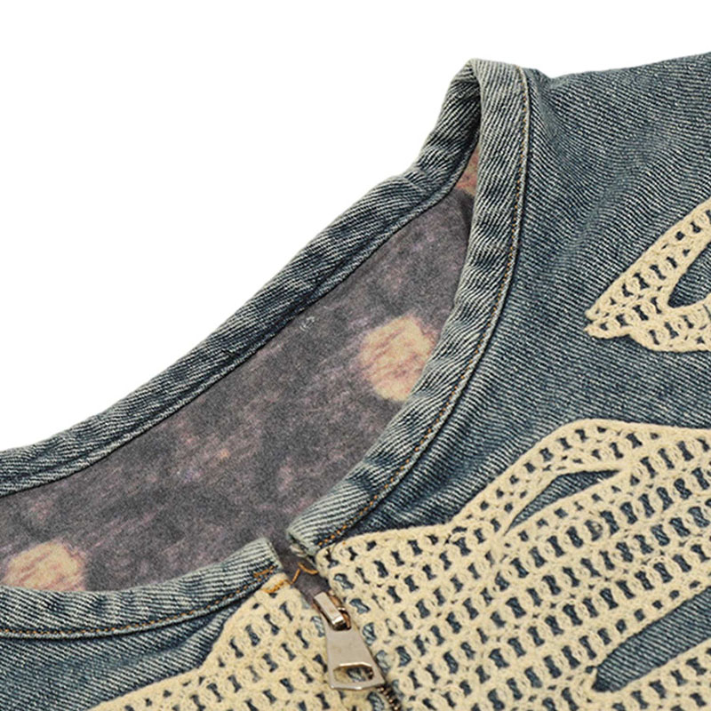 Heavy Bone Embroidered Denim Jacket