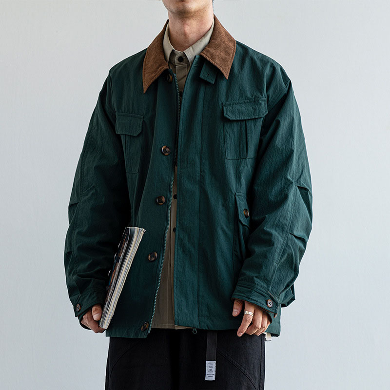 Japanese Lapel Color Collision Work Jacket