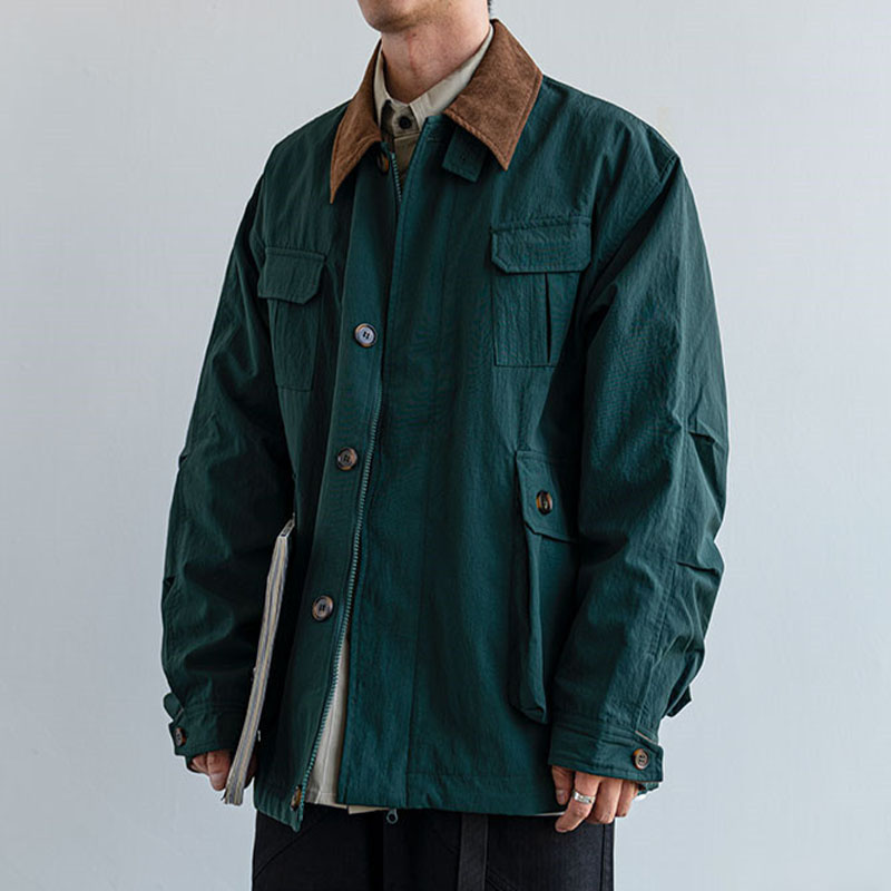 Japanese Lapel Color Collision Work Jacket