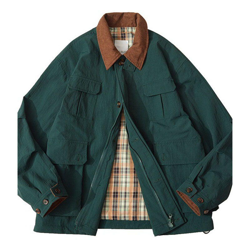 Japanese Lapel Color Collision Work Jacket