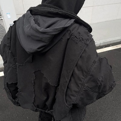 Vintage Aged Destruction Hooded Thickened Jacket