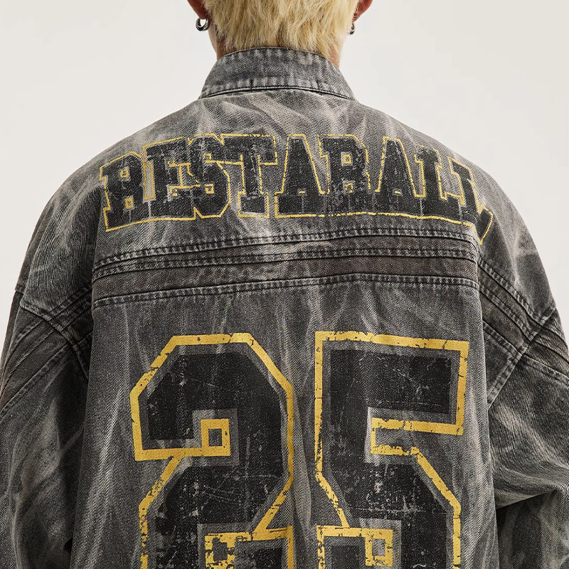 Old Graffiti Print Denim Jacket