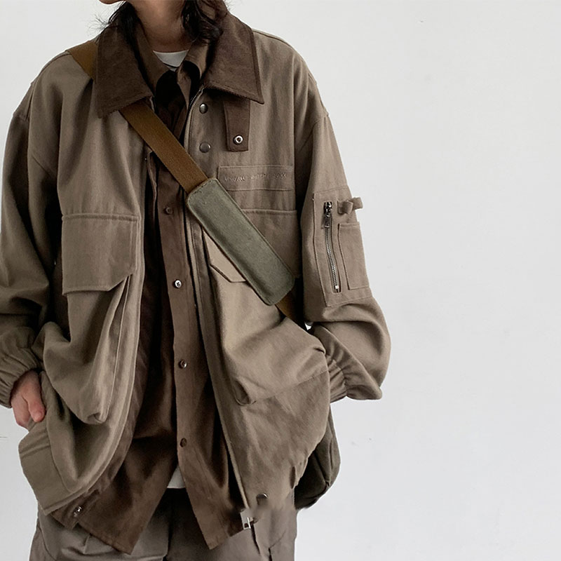 Vintage Multi-Pocket Lapel Work Jacket