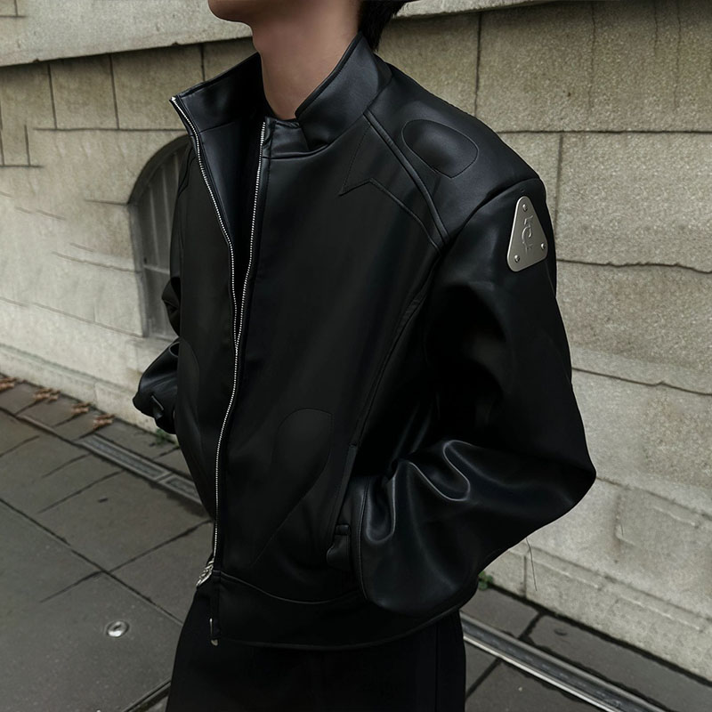 Cubic Deconstructed Short Leather Jacket