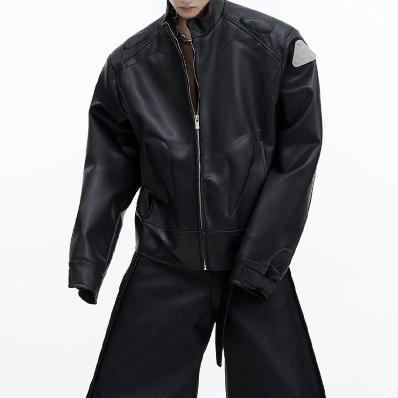 Cubic Deconstructed Short Leather Jacket