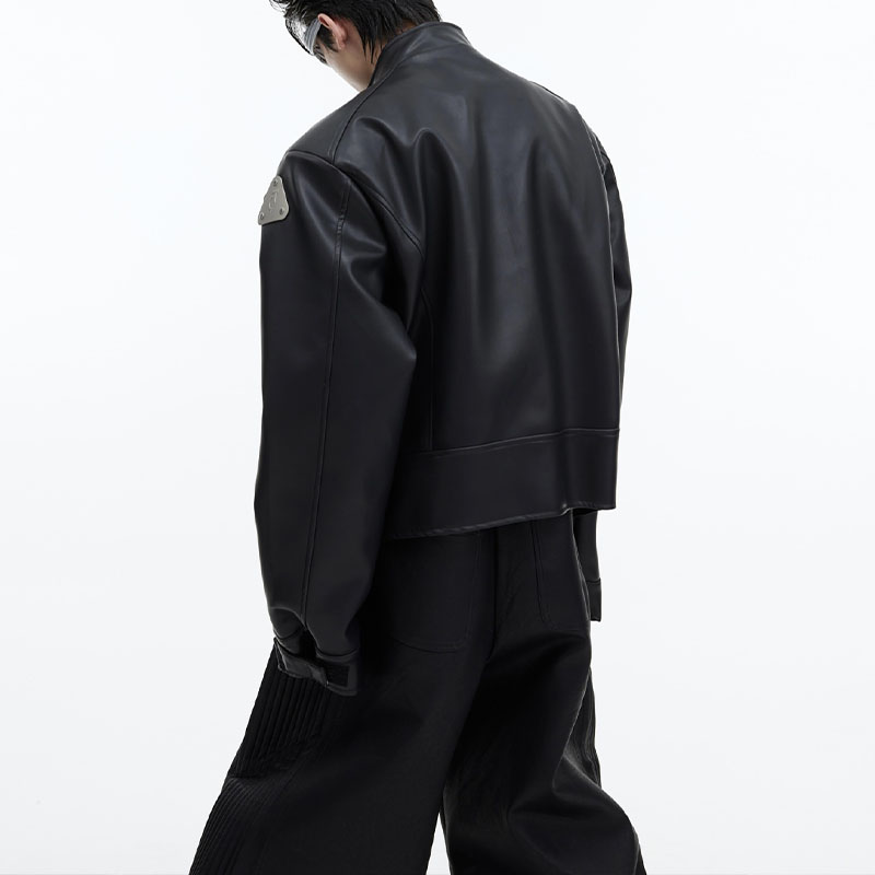 Cubic Deconstructed Short Leather Jacket