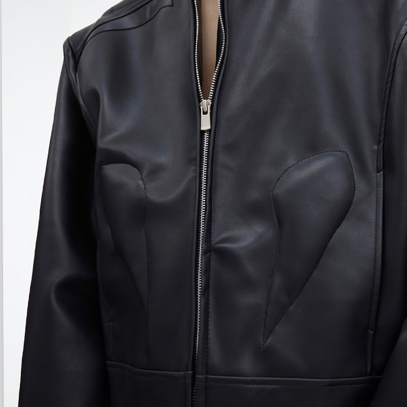 Cubic Deconstructed Short Leather Jacket