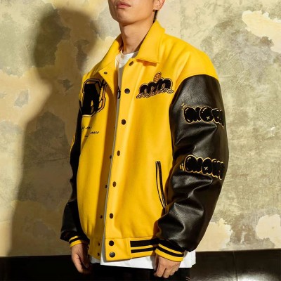 Thickened Retro Flame Letter Element Baseball Jacket