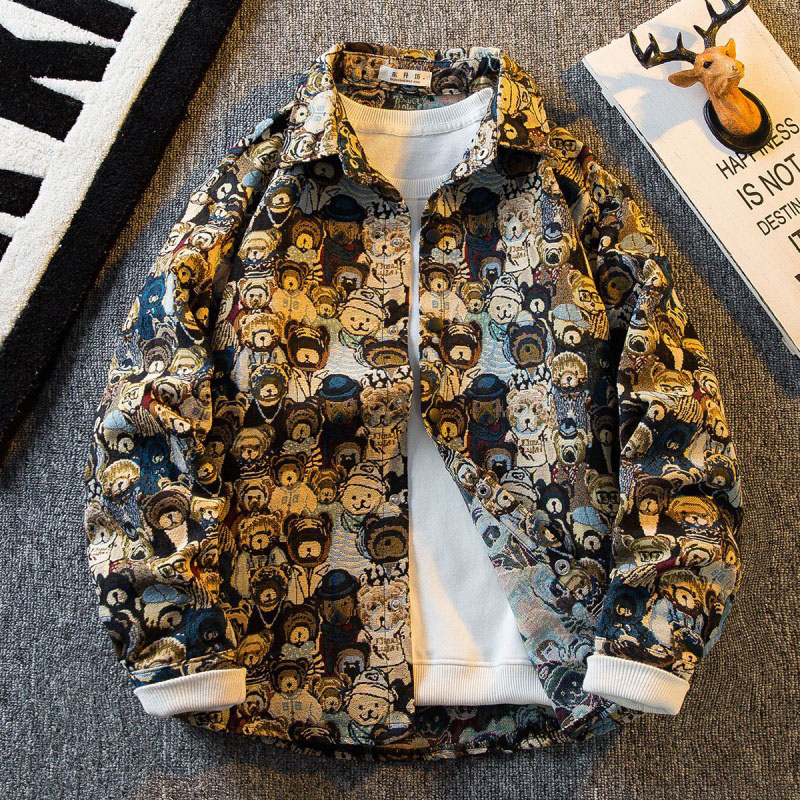 Vintage Oil Painting Graffiti Shirt Jacket