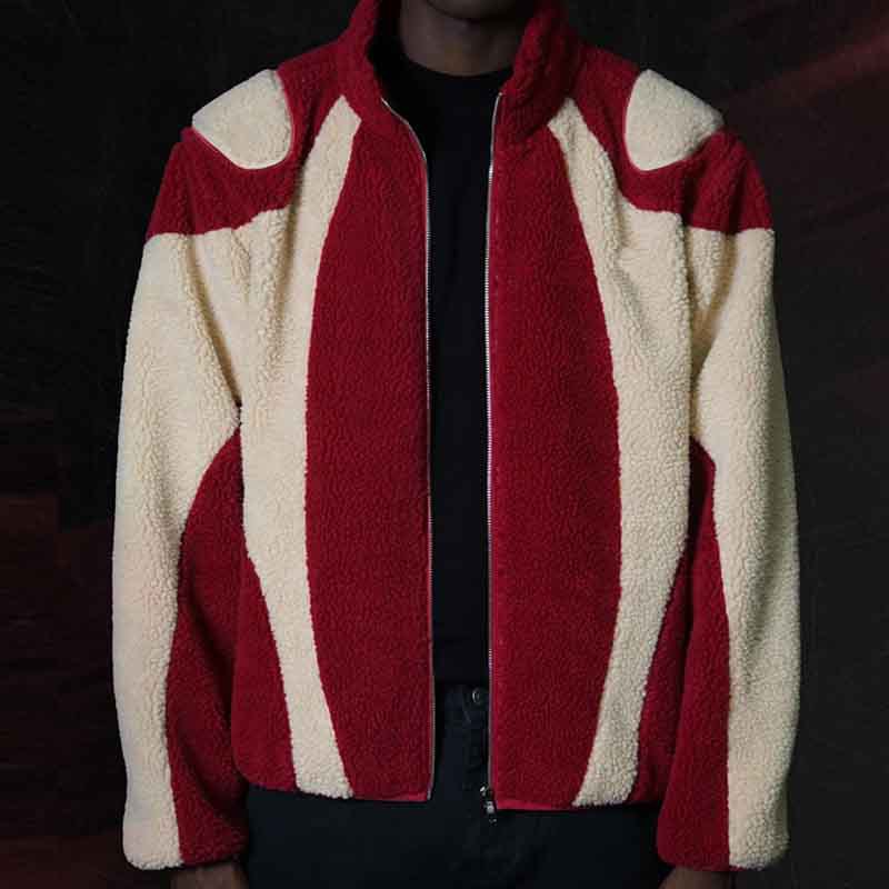 Y2K Lamb Wool Patchwork Zipper Jacket