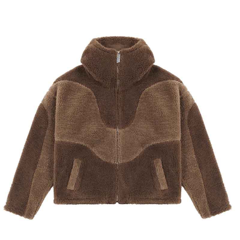 Stylish Warm Lambswool Zipper hooded Jacket