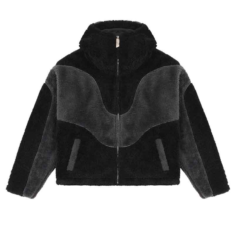 Stylish Warm Lambswool Zipper hooded Jacket