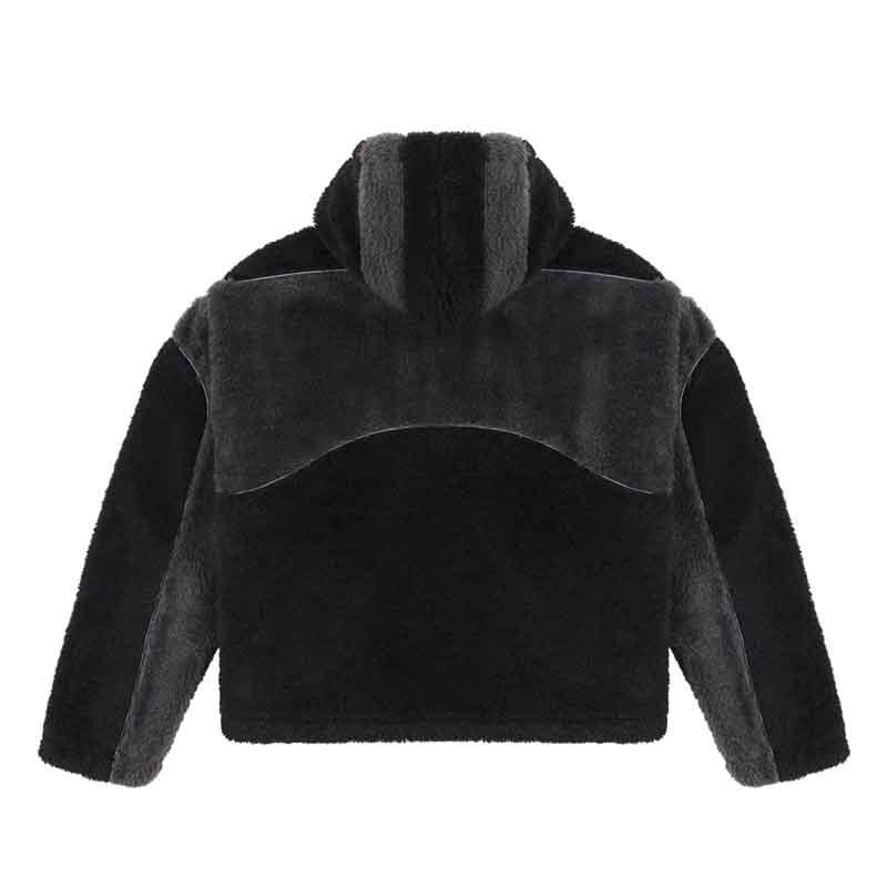 Stylish Warm Lambswool Zipper hooded Jacket