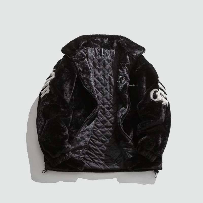 Street Letter Embroidered Fleece Jacket