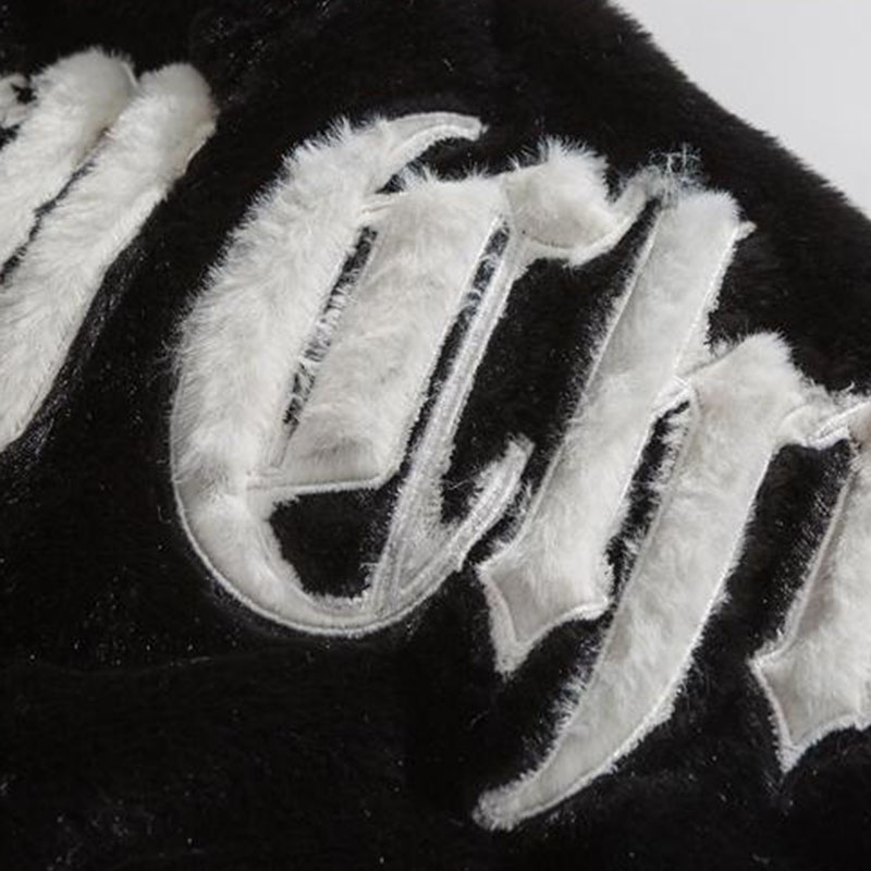 Street Letter Embroidered Fleece Jacket