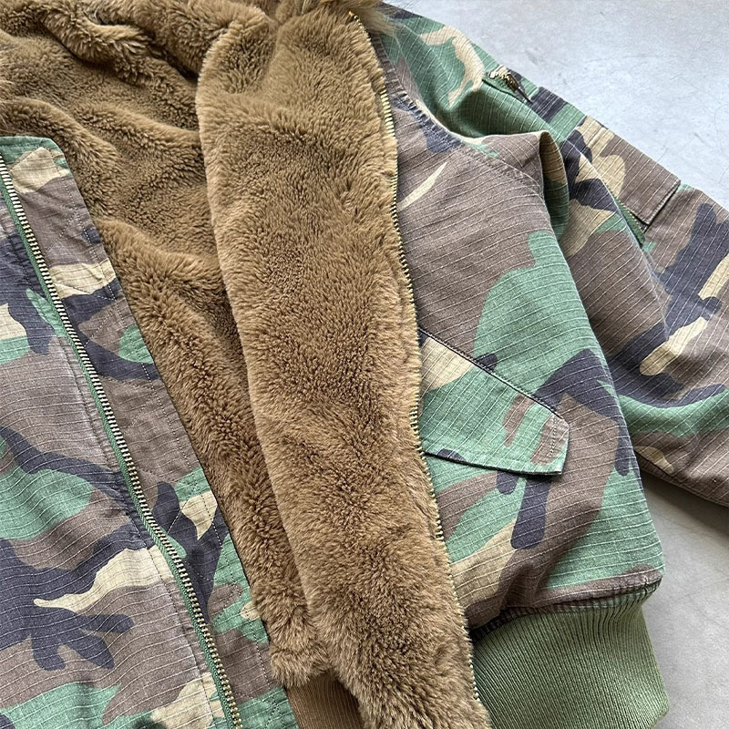 Reversible Hair Collar Camouflage Thickened Jacket