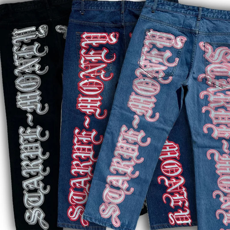 Hip Hop Alphabet Print Jeans