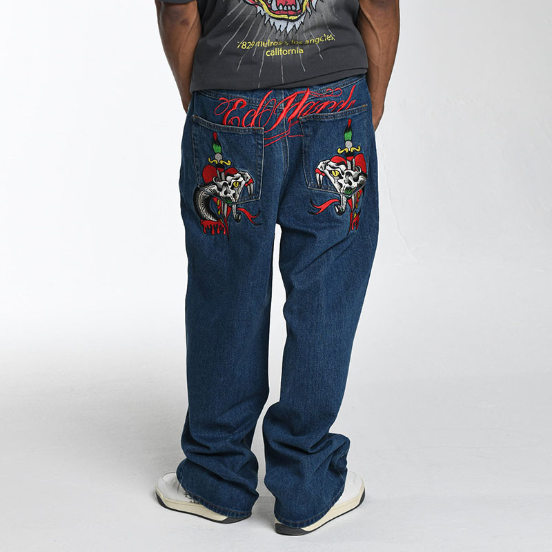 Hip Hop Quirky Pattern Letter Print Jeans