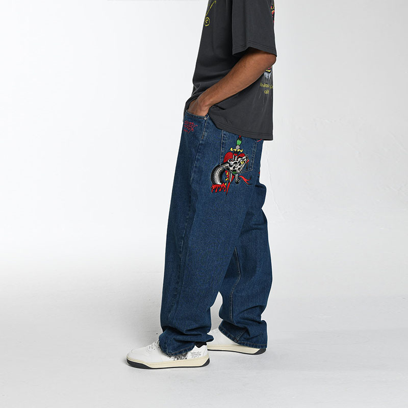 Hip Hop Quirky Pattern Letter Print Jeans