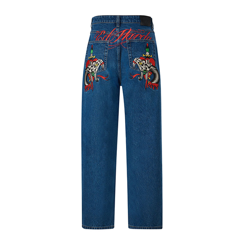 Hip Hop Quirky Pattern Letter Print Jeans