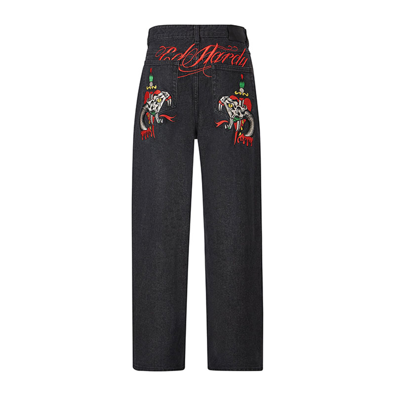 Hip Hop Quirky Pattern Letter Print Jeans