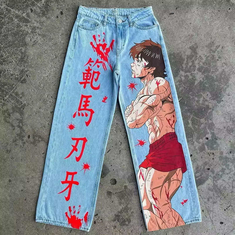 Street Graffiti Cartoon Print Jeans