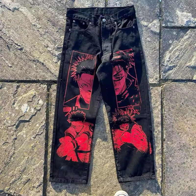 Street Graffiti Cartoon Print Jeans