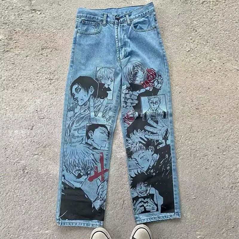 Street Graffiti Cartoon Print Jeans