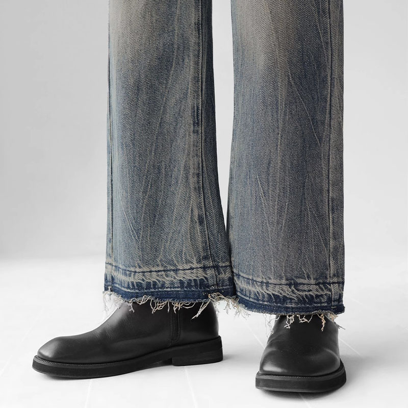 Vintage Washed Aged Straight Leg Jeans