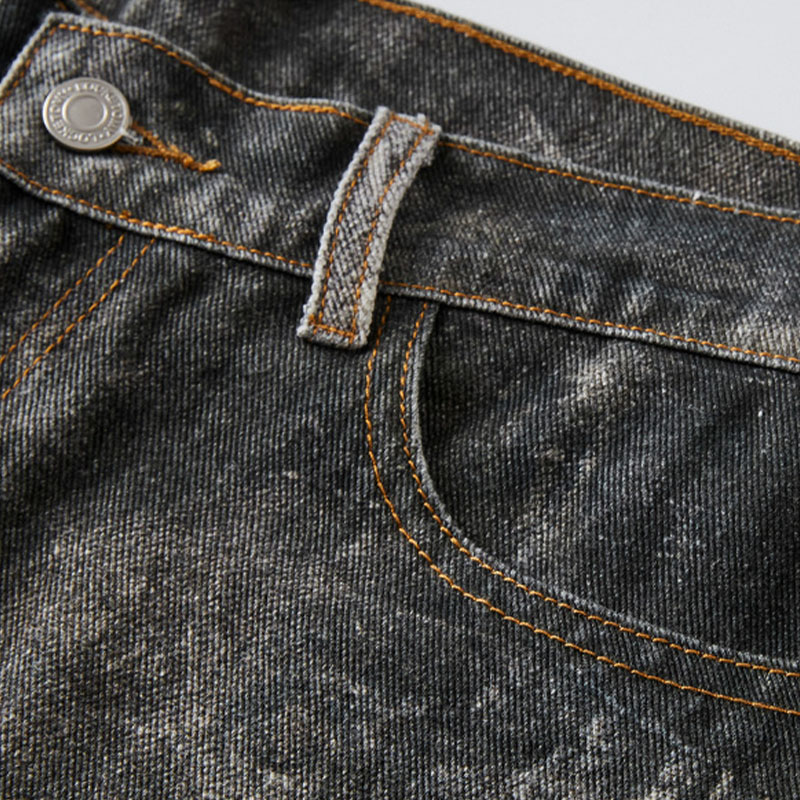 Flower Spot Ink Design Washed and Aged Jeans