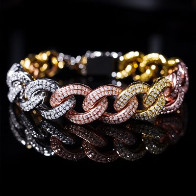 13mm Tri-color Diamond Cuban Chain