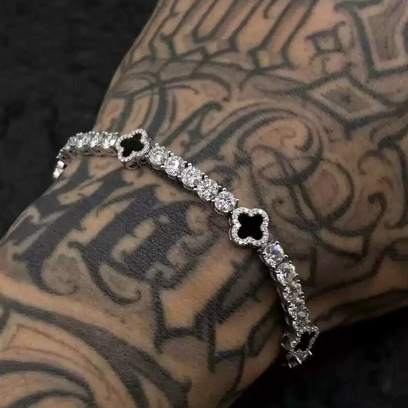 Iced Out Four Leaf Clover Tennis Bracelet