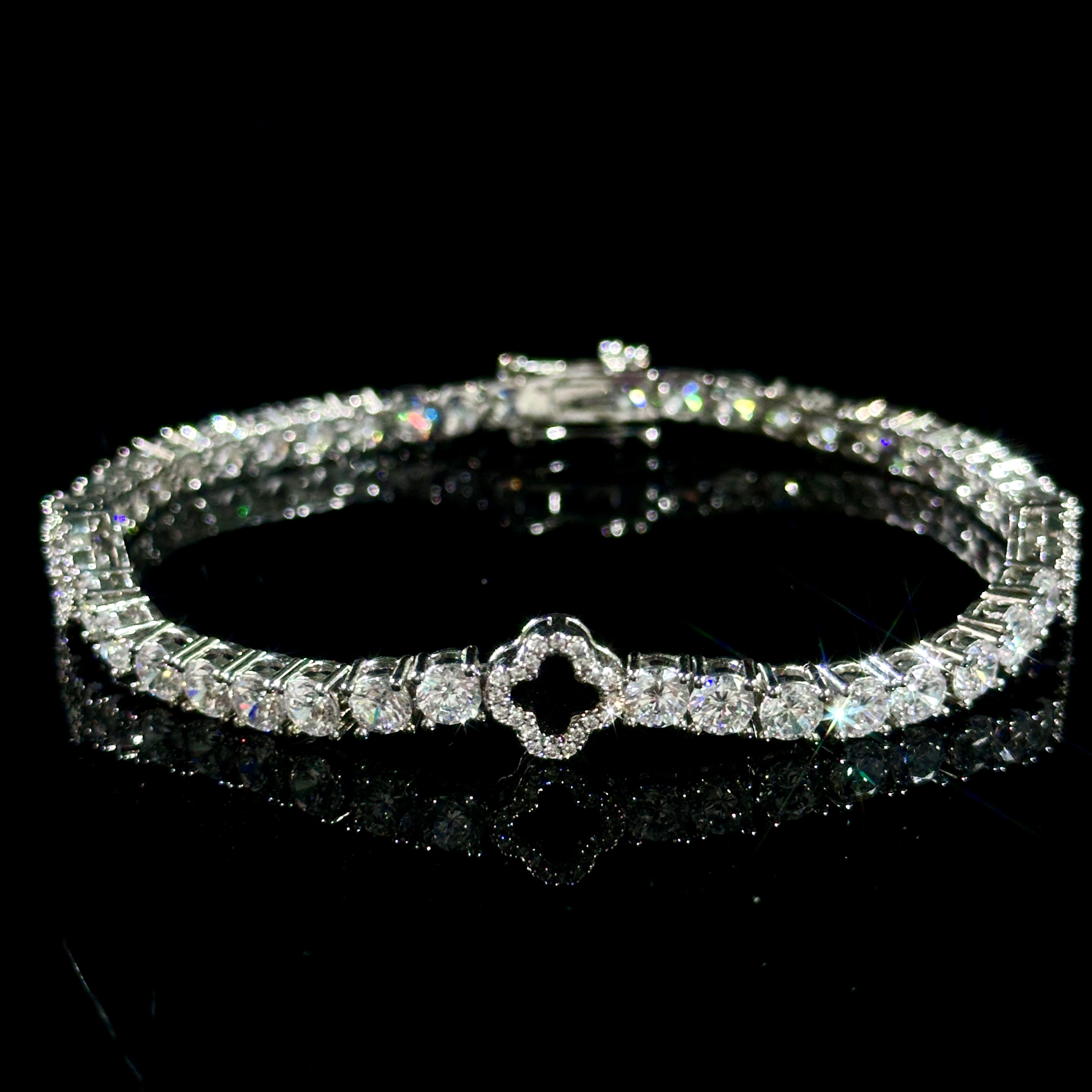 Iced Out Four Leaf Clover Tennis Bracelet