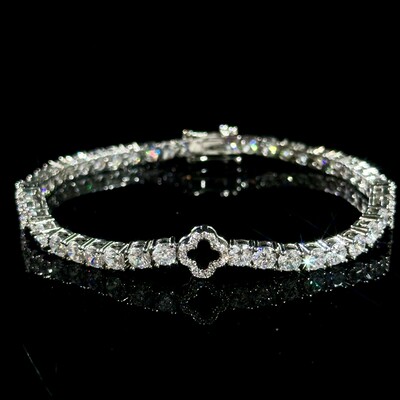 Iced Out Four Leaf Clover Tennis Bracelet