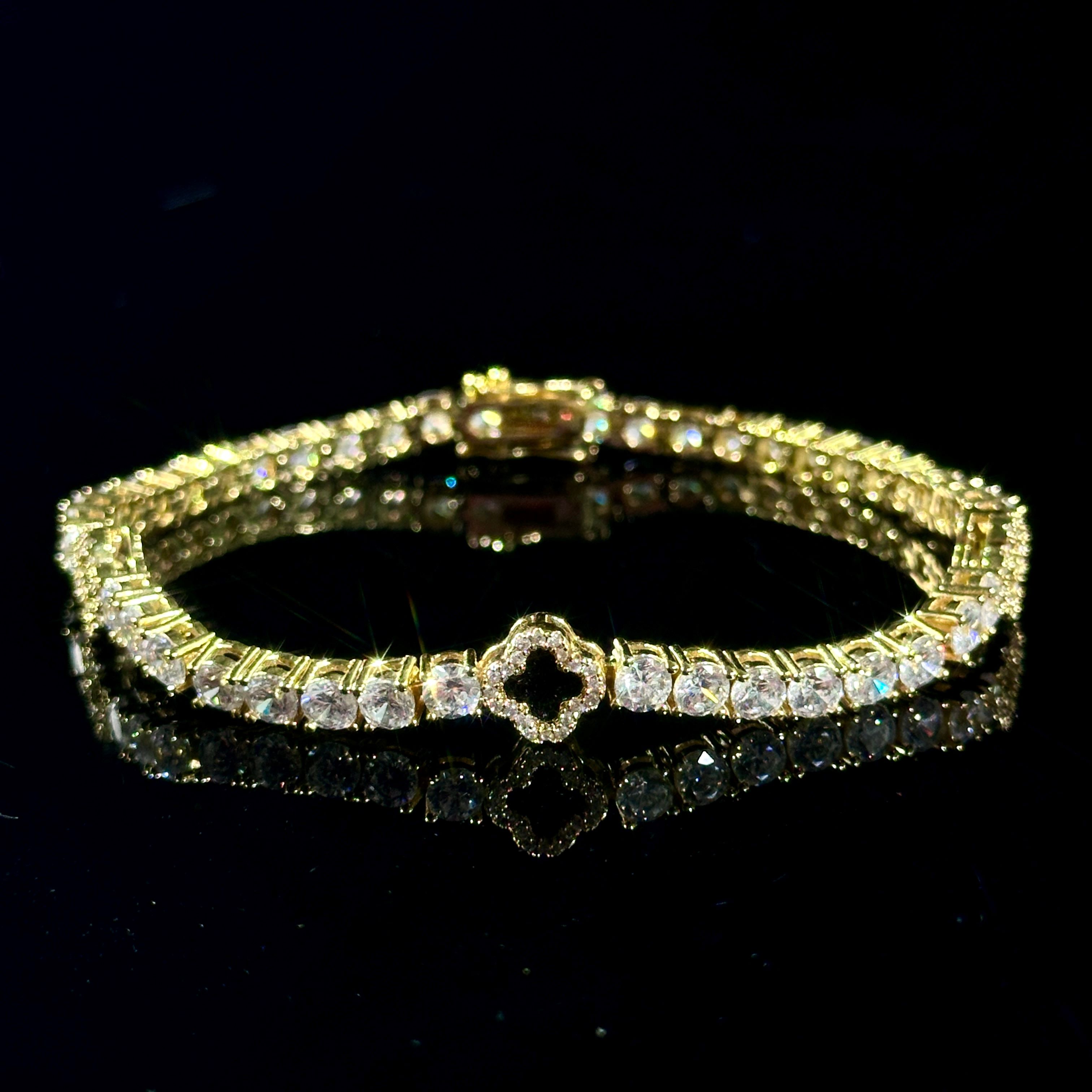 Iced Out Four Leaf Clover Tennis Bracelet - TENNIS BRACELETS
