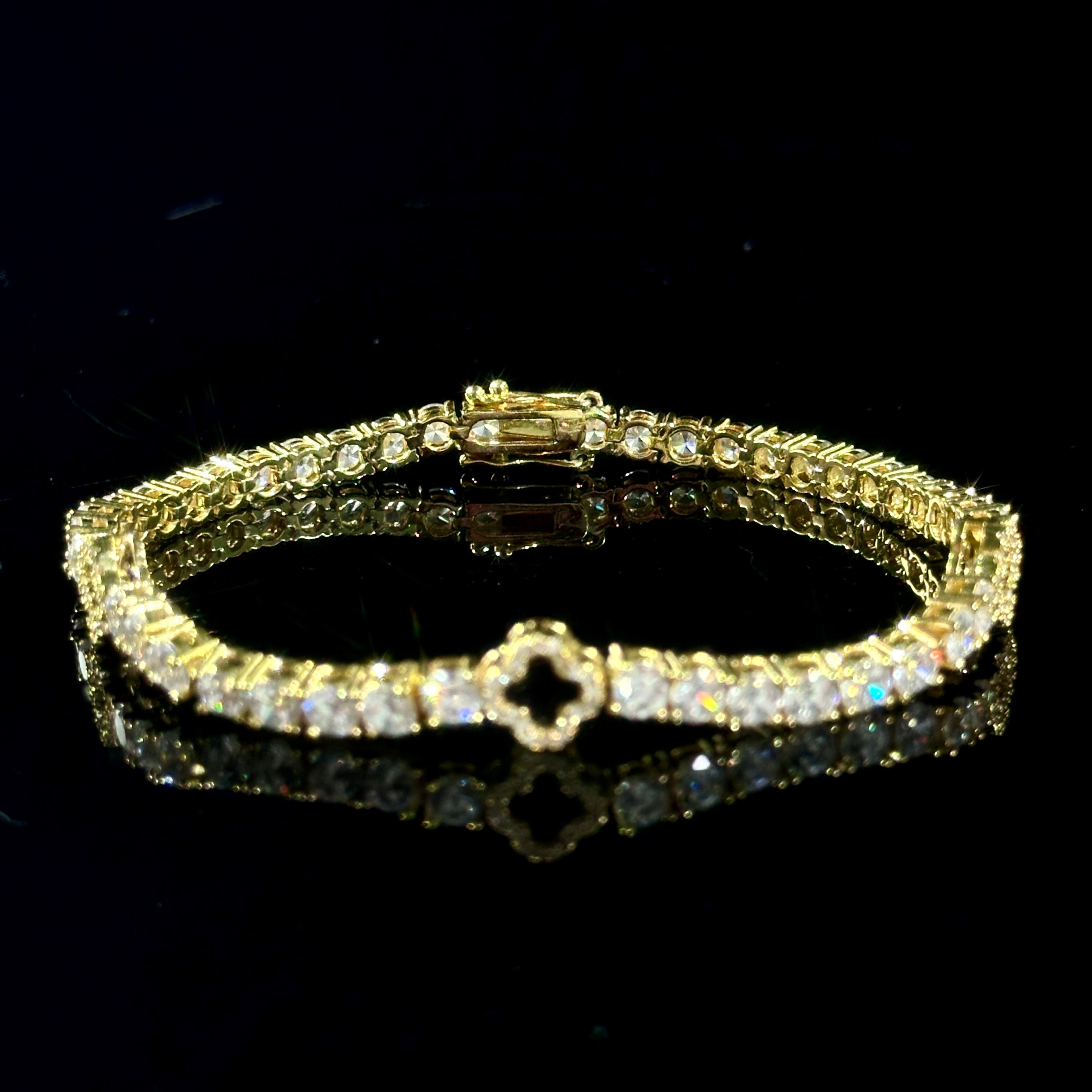 Iced Out Four Leaf Clover Tennis Bracelet