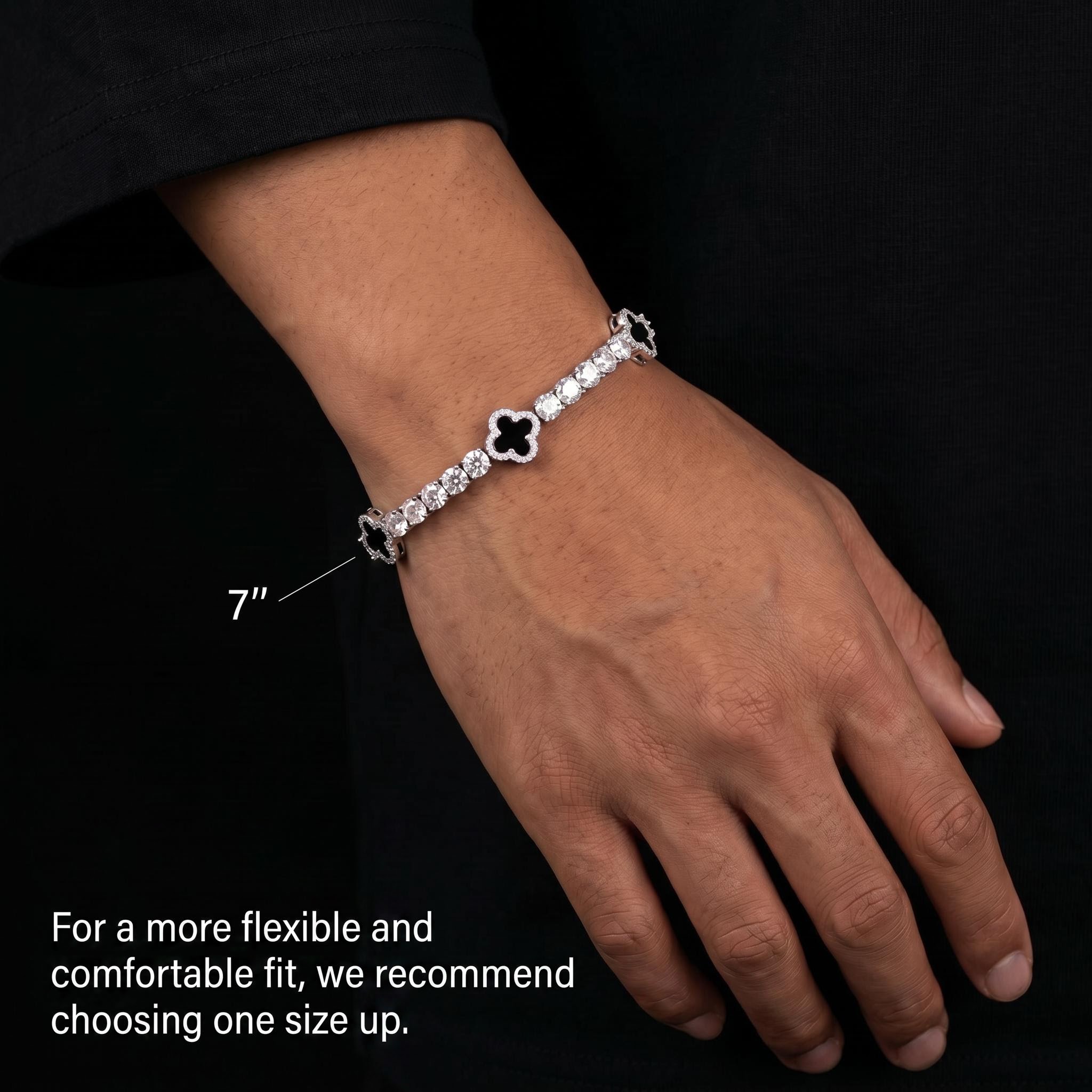 Iced Out Four Leaf Clover Tennis Bracelet