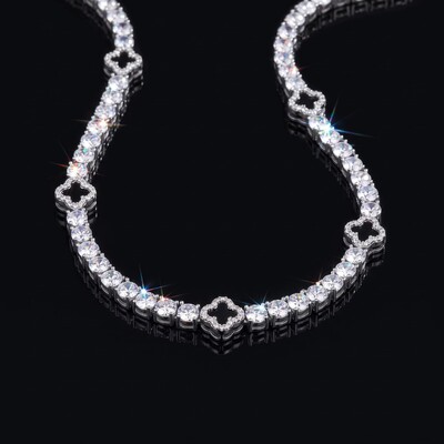 Iced Out Tennis Chain with Black Four Leaf Clover