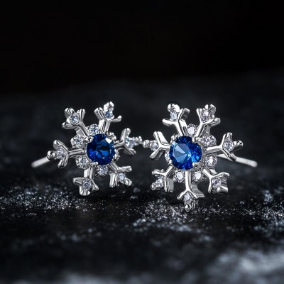 Iced Snowflake Stud Earrings