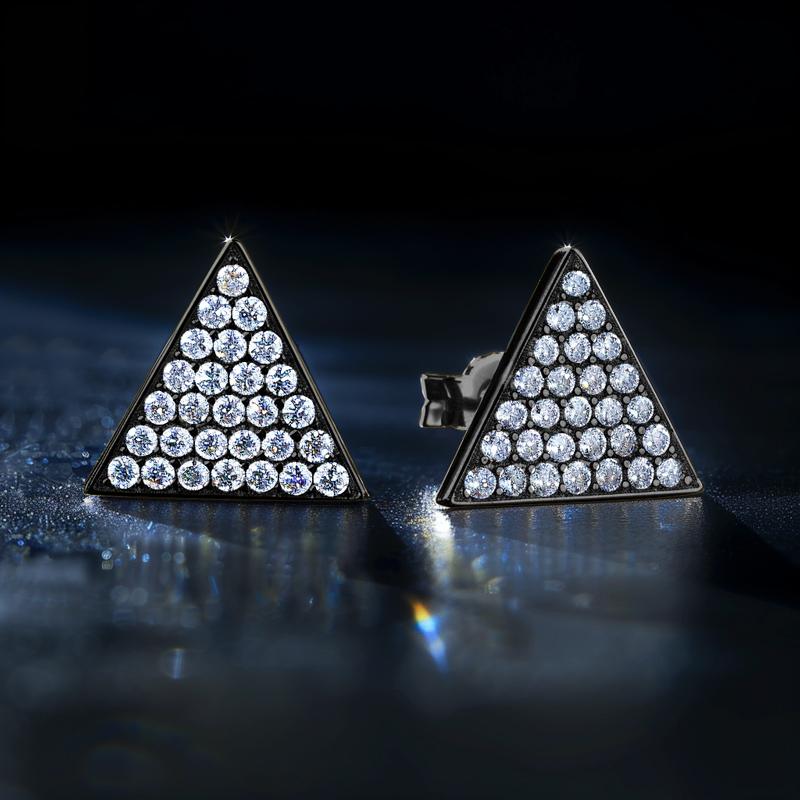 Micro Paved Triangle Stud Earrings