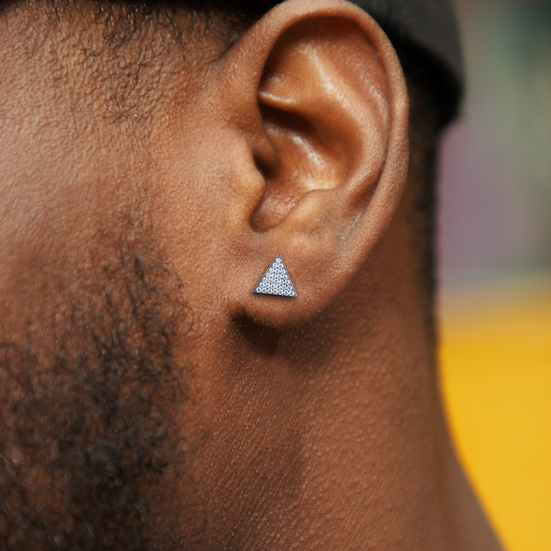 Micro Paved Triangle Stud Earrings