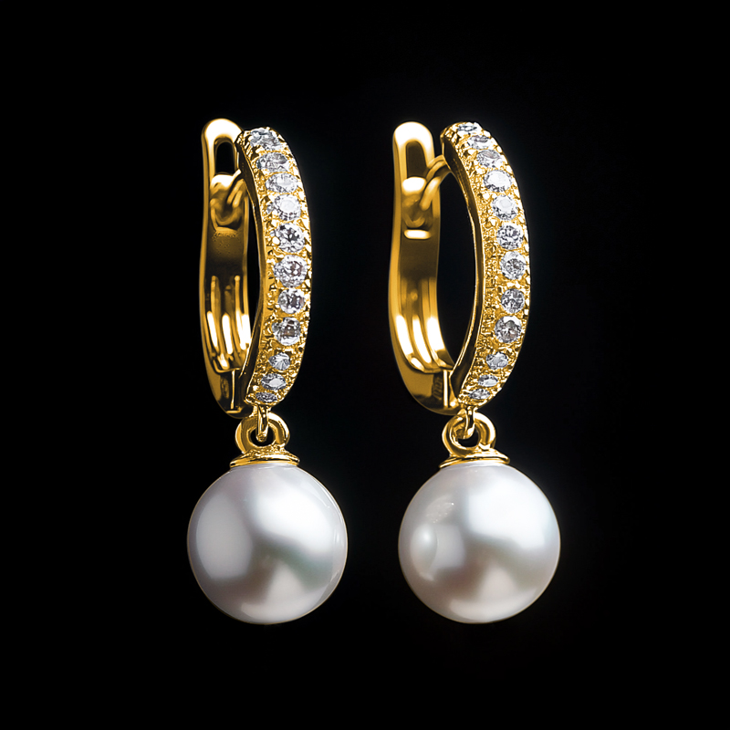 Men's Pearls Dangle Hoop Earrings