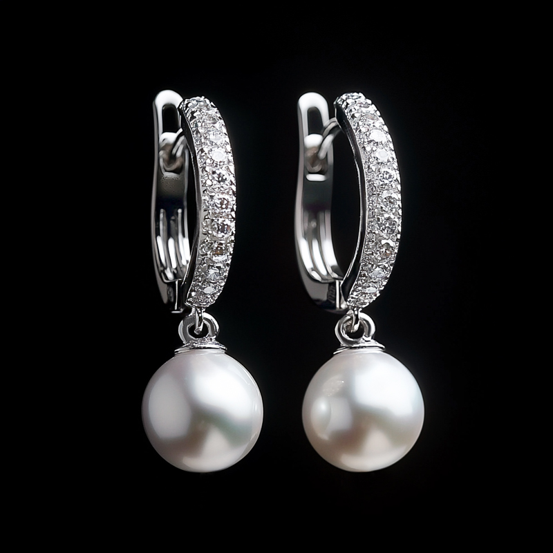 Men's Pearls Dangle Hoop Earrings