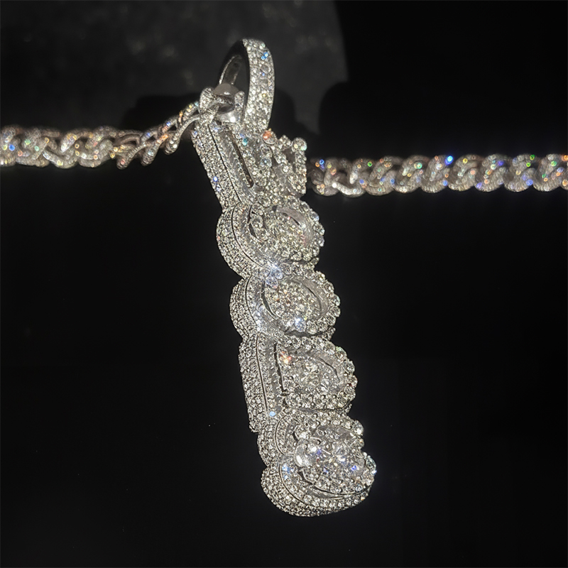 925S & VVS Moissanite Custom Double Layer Vertical Letter Pendant