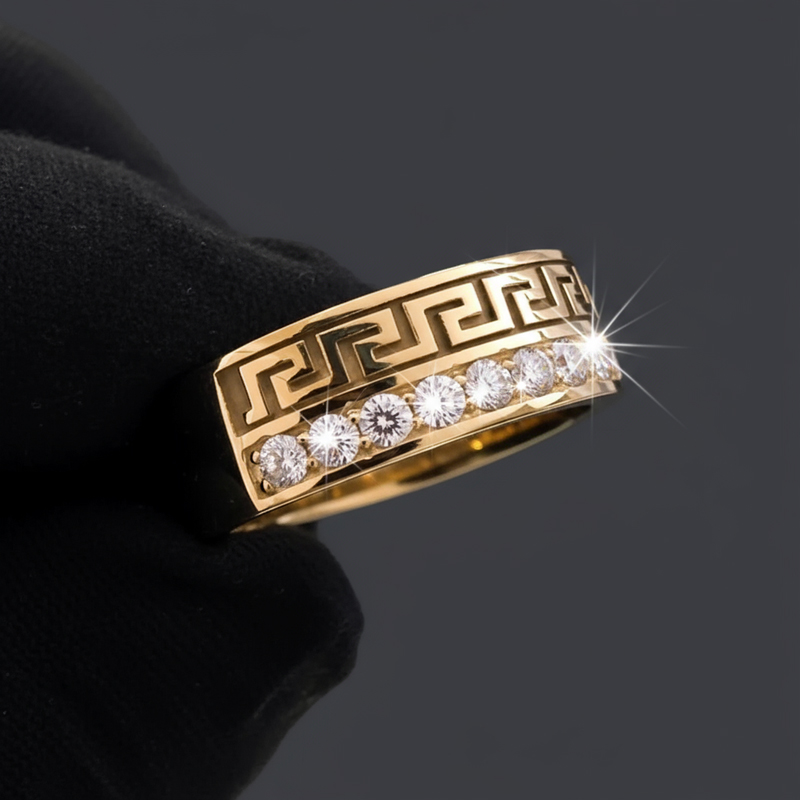 Moissanite Meander Band Ring in S925 Silver