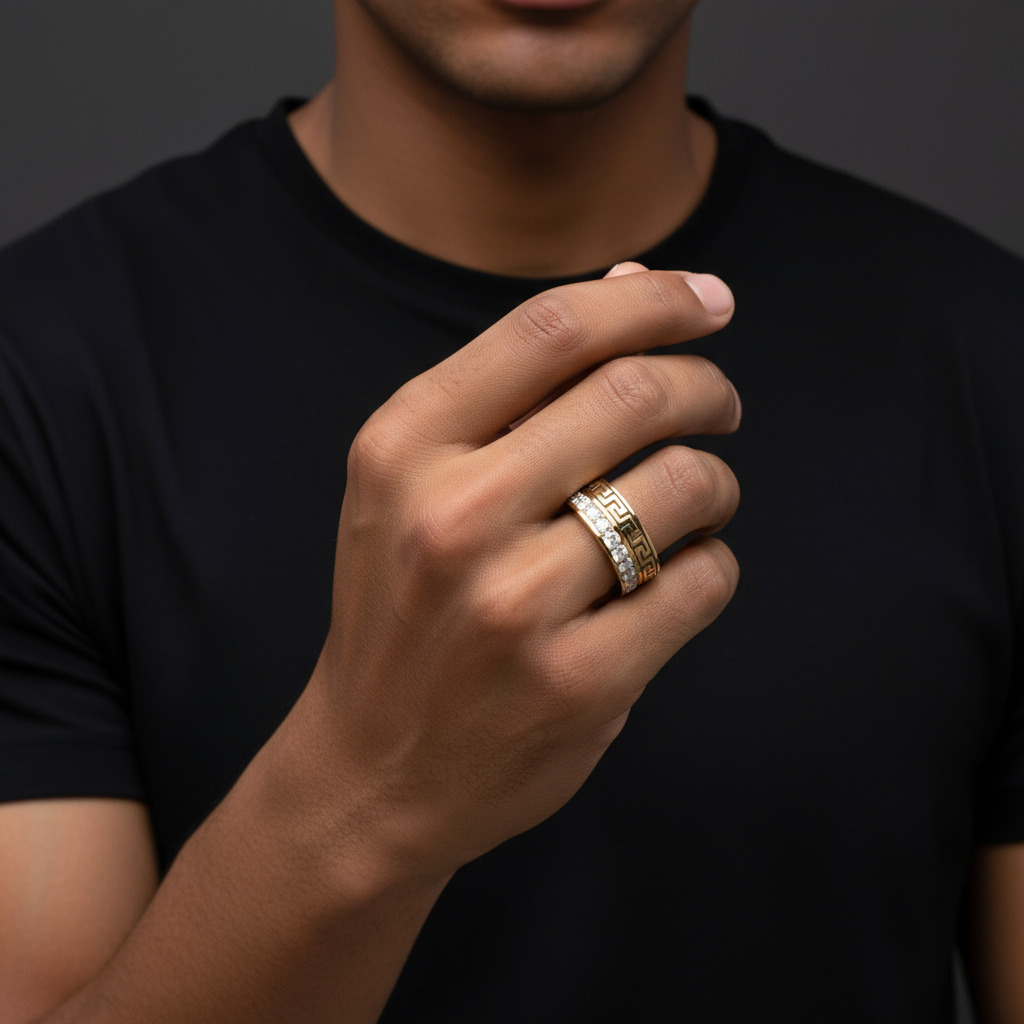 Moissanite Meander Band Ring in S925 Silver