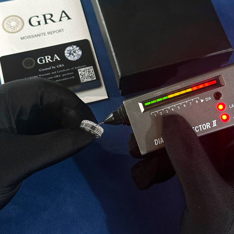 Moissanite Meander Band Ring in S925 Silver