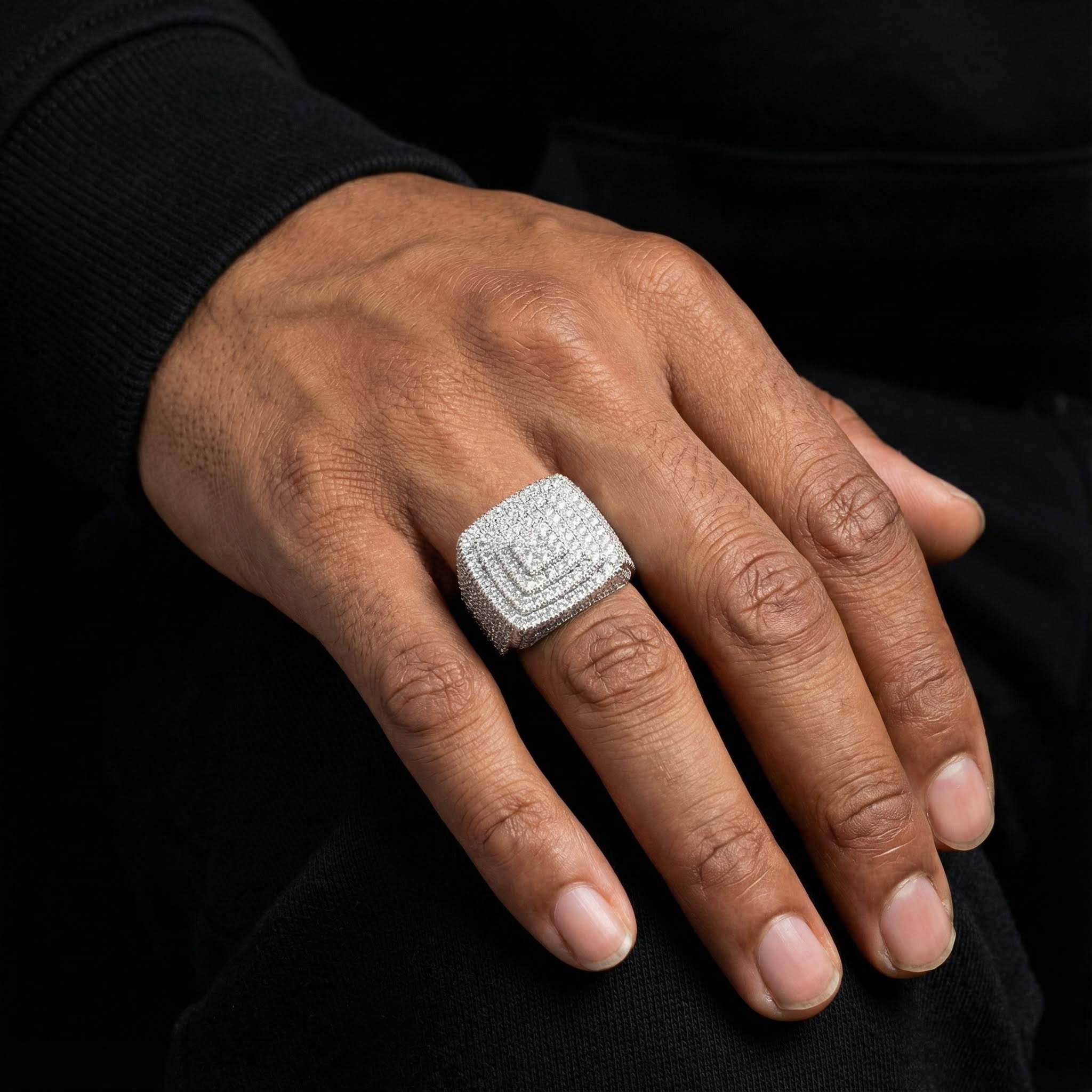 925S & VVS Moissanite Square Diamomd Ring